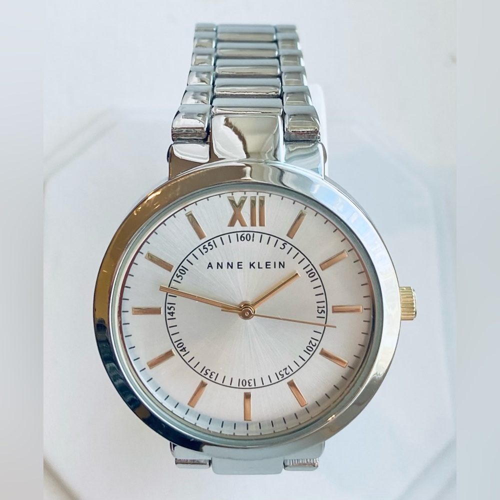 Anne Klein Women’s Stainless Steel Watch w/ Gold Accent Numbers